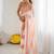 peach tie and dye embroidered satin designer saree