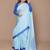 blue ethnic motifs satin saree with blouse piece