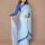 blue ethnic motifs satin saree with blouse piece