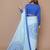 blue ethnic motifs satin saree with blouse piece
