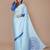 blue ethnic motifs satin saree with blouse piece