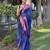 blue zari cotton blend saree with blouse