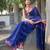 blue zari cotton blend saree with blouse