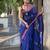 blue zari cotton blend saree with blouse