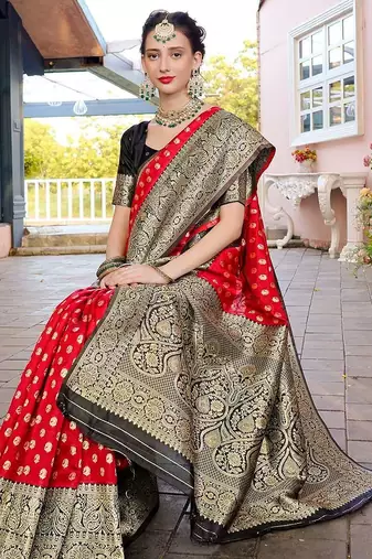 red woven design zari kanjeevaram saree