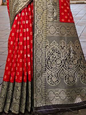 red woven design zari kanjeevaram saree 5