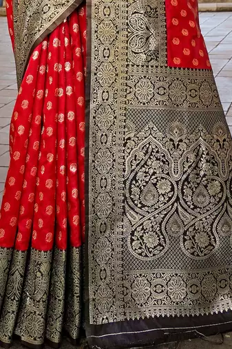 red woven design zari kanjeevaram saree