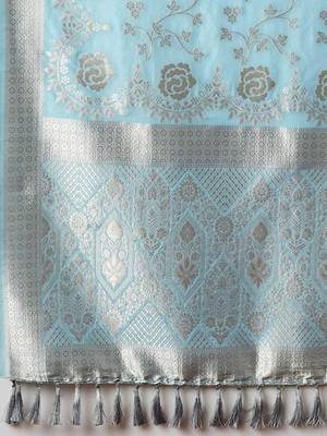 blue ethnic motifs zari georgette kanjeevaram saree 5