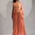 peach embellished beads and stones satin saree
