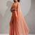 peach embellished beads and stones satin saree