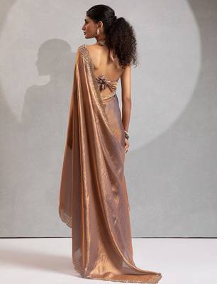 multicolor embellished beads and stones satin designer saree 3