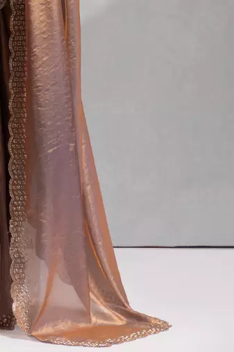 multicolor embellished beads and stones satin designer saree