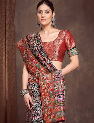 black ethnic motifs zari viscose rayon saree 3