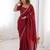 Maroon embroidered silk blend saree