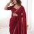 Maroon embroidered silk blend saree