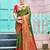 green & red floral woven design zari art silk blend kanjeevaram saree