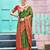 green & red floral woven design zari art silk blend kanjeevaram saree