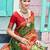green & red floral woven design zari art silk blend kanjeevaram saree