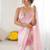 pink tie and dye beads and stones satin designer saree
