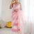 pink tie and dye beads and stones satin designer saree