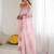 pink tie and dye beads and stones satin designer saree