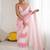 pink tie and dye beads and stones satin designer saree
