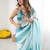 blue tie and dye beads and stones satin designer saree