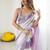 violet tie and dye beads and stones satin designer saree