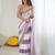 violet tie and dye beads and stones satin designer saree
