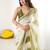 off white tie and dye beads and stones satin designer saree