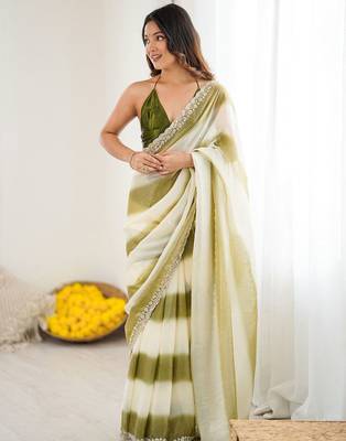 off white tie and dye beads and stones satin designer saree 2