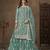 Blue net semi stitched suit with embroidery work