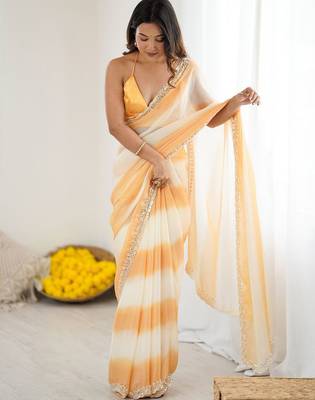 white tie and dye beads and stones satin designer saree 4
