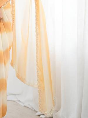 white tie and dye beads and stones satin designer saree 5