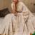 off white floral embroidered muga cotton saree with unstitched blouse