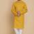 yellow cotton men's kurta with white churidar pajama