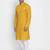 yellow cotton men's kurta with white churidar pajama
