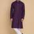 purple cotton men's kurta with white churidar pajama