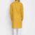 yellow cotton men's kurta with white churidar pajama