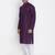 purple cotton men's kurta with white churidar pajama