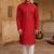 red cotton men's kurta with white churidar pajama
