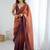 multicolor ombre beads and stones satin designer saree