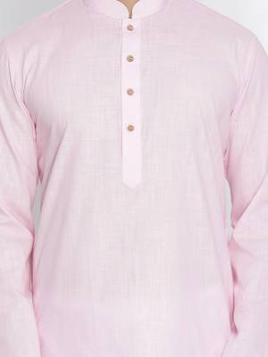 pink cotton men's kurta with white churidar pajama 4