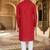 red cotton men's kurta with white churidar pajama