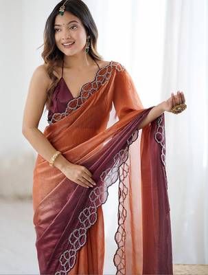multicolor ombre beads and stones satin designer saree 2