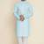 light blue cotton men's kurta with white churidar pajama