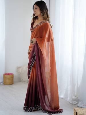 multicolor ombre beads and stones satin designer saree 3