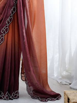 multicolor ombre beads and stones satin designer saree 4