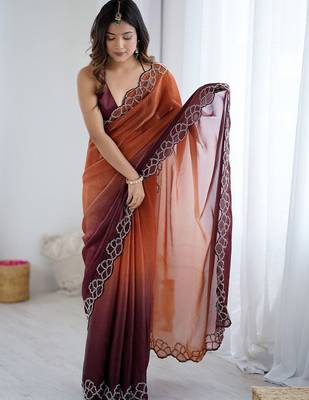 multicolor ombre beads and stones satin designer saree 5