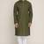 green cotton men's kurta with white churidar pajama